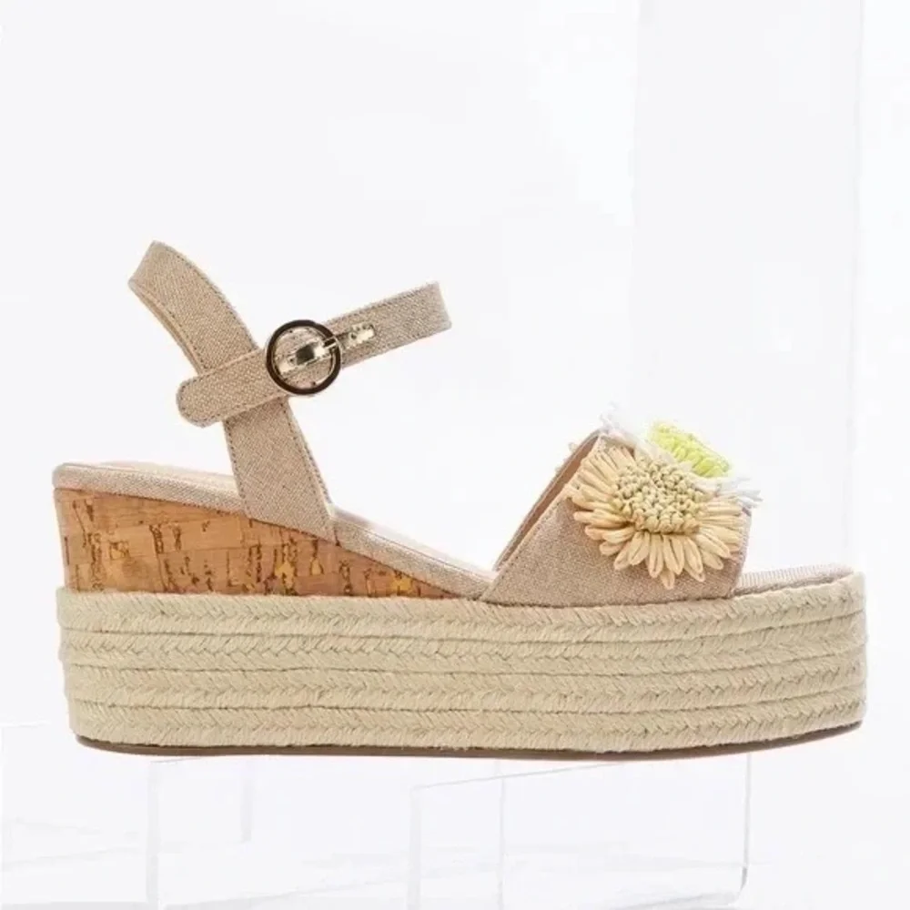 Cato | Straw Flower Platform Wedges Various Sizes Available